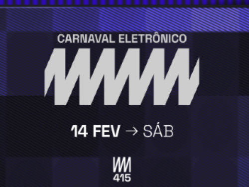 Imagem de fundo roxo, com o nome e data do evento 