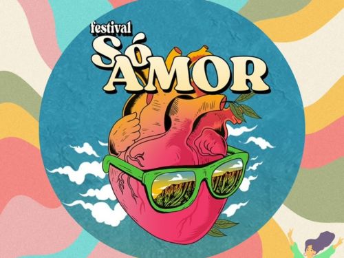 Identidade visual com ilustração do Festival Só Amor