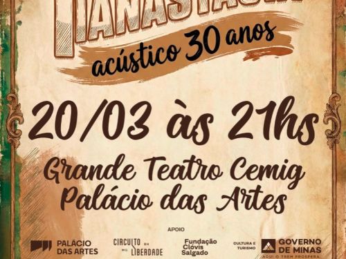 Flyer oficial de divulgação do evento Tianastácia Acústico 30 anos 