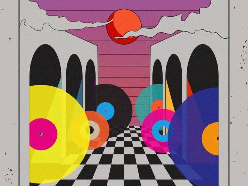 Flyer ilustrado oficial de divulgação do evento Alta Fidelidade 100% vinil