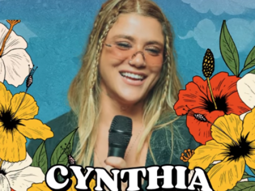 Flyer de divulgação do festival com artista: Cynthia Luz