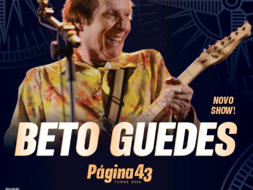 Flyer oficial com fotografia do artista Beto Guedes com texto informativo do evento