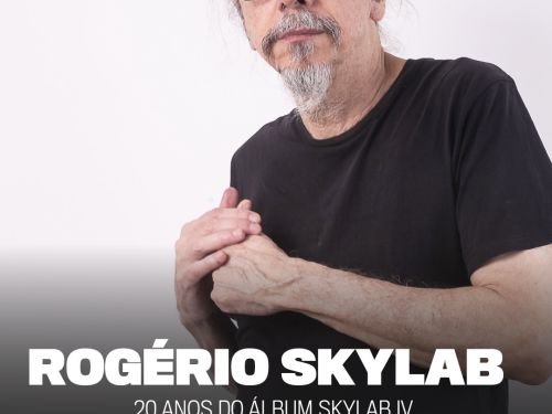 Flyer de divulgação do show com imagem do Rogerio Skylab e texto informativo
