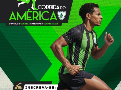 Corrida do America: plano de fundo verde e um homem com a blusa do time correndo 