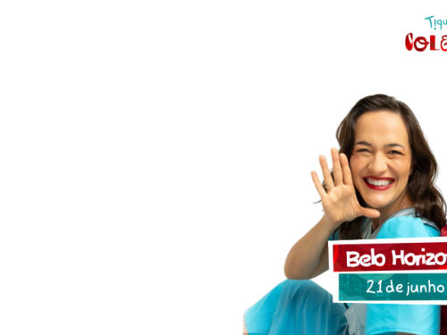 Flyer de divulgação com fotografia do grupo artistico Tiquequê 