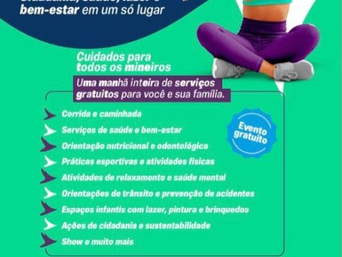 Foto informativa sobre a corrida constando alguns serviços gratuitos presentes no evento 