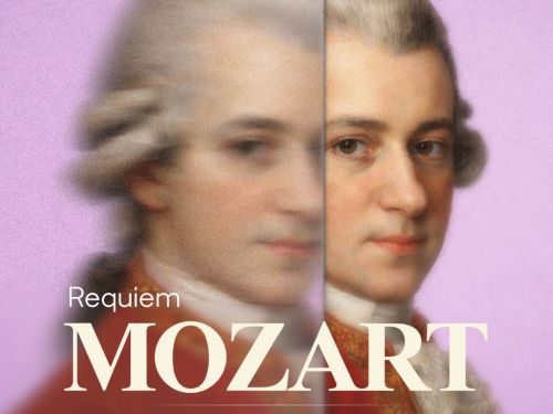 Foto de capa do artista Mozart para divulgação da Orquestra Sinfônica, contendo data e local da apresentação
