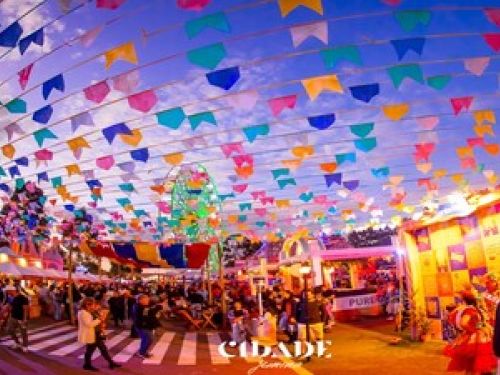 imagem de bandeiras juninas coloridas