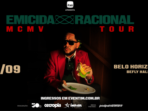 Cartaz oficial do evento Emicida Racional - MCMV Tour
