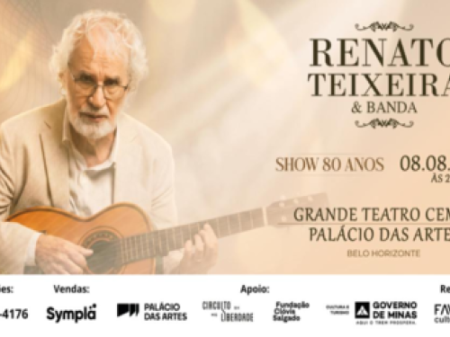 Flyer oficial de divulgação do evento: Renato Teixeira - 80 anos de carreira