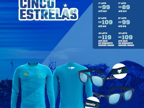 Foto ilustrativa da blusa e oculos da corrida juntamente com os lotes promocionais 