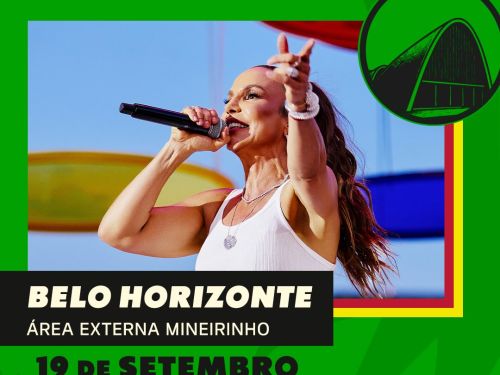 O cartaz vertical tem fundo verde vibrante. No centro, uma foto de Ivete Sangalo sorridente, segurando um microfone e apontando para o público. Ela veste uma regata branca e acessórios prateados. No topo, lê-se o nome do evento "Ivete Clareou" em letras pretas estilizadas. À direita, há um selo circular com o desenho da Igrejinha da Pampulha.