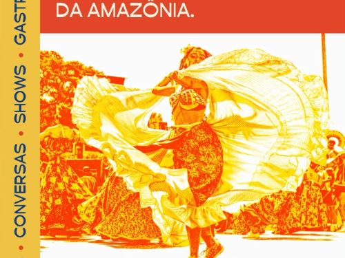 Foto ilustrativa de uma dançarina de carimbó e texto sobre o evento 