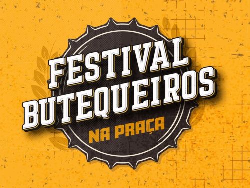 Foto de capa do festival Butequeiros escrito na cor branca com fundo amarelho