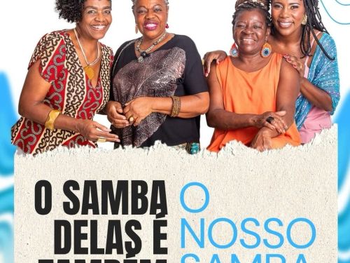 Foto de capa do evento "O Samba delas é também o nosso Samba" contendo as 4 integrantes 