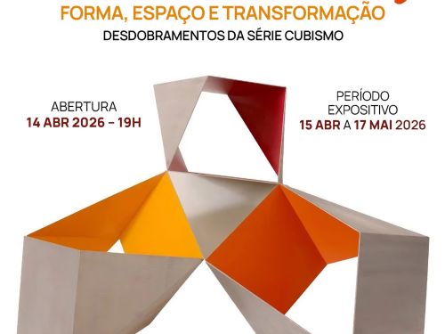 Foto de capa da exposição “Forma, Espaço e Transformação" contendo data, local e horário 