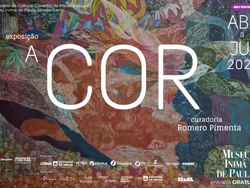 Foto de capa da exposição "A Cor", contendo o título do evento, data e local 
