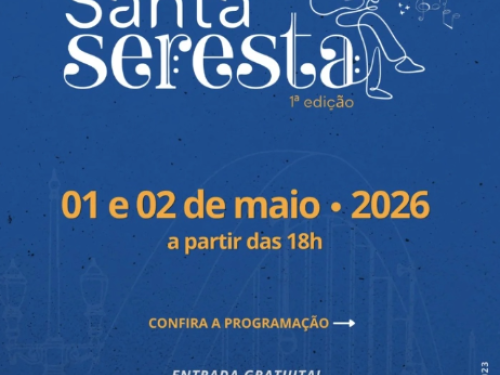 Folder oficial com fundo azul e informações do evento Festival Santa Seresta