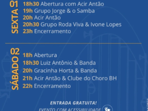 Folder oficial com fundo azul e texto informando a programação do evento Festival Santa Seresta