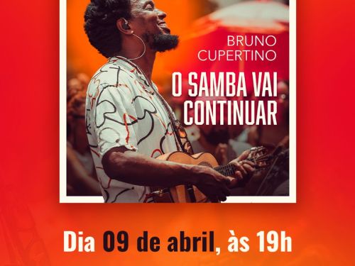 Foto de capa convidativa para o lançamento do albúm "o samba vai continuar" do artista Bruno Cupertino