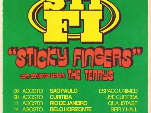 Flyer oficial de anuncio da turne Sticky Fingers