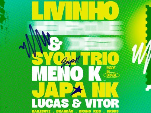 Divulgação do line up do evento Carna Copa com fundo verde e texto com as atrações 