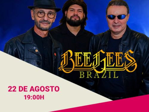 Flyer oficial de divulgação do evento Show Bee Gees Brazil: Embalos de sábado à noite