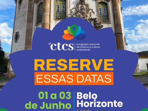 Foto de capa convidativa para o 3º Congresso Nacional de Turismo e Cultura Sustentável,, contendo informações como data e local do evento