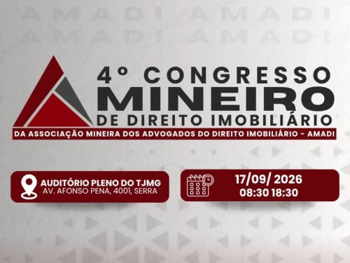 Imagem do 4° Congresso Mineiro de Direito Imobiliário, contendo data e local para o evento