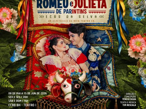 Foto de capa de divulgação do espetáculo Romeu e Julieta com os atores principais 