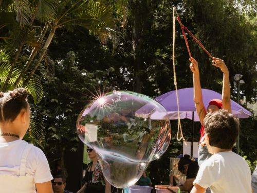 Foto da oficina de bolhas de sabão