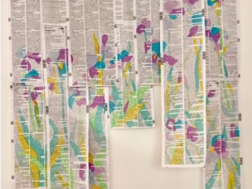 pintura de flores no jornal
