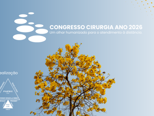 Foto de capa do "congresso cirurgia ano 2026" contendo titulo em branco na parte superior da imagem e um ypê amarelo no centro 