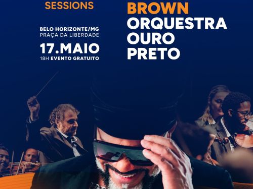Flyer oficial de divulgação do evento: Carlinhos Brown e Orquestra Ouro Preto 