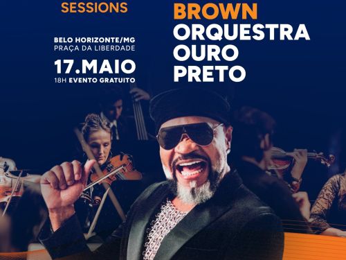 Flyer oficial de divulgação do evento: Carlinhos Brown e Orquestra Ouro Preto 
