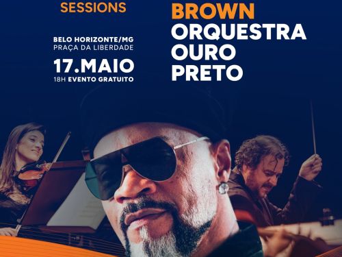 Flyer oficial de divulgação do evento: Carlinhos Brown e Orquestra Ouro Preto 
