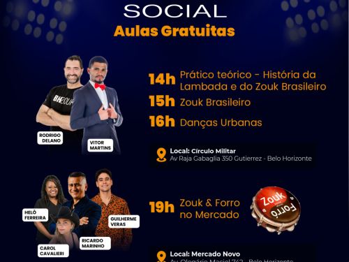 folder em azul do evento BH lambada & Zouk Brasileiro