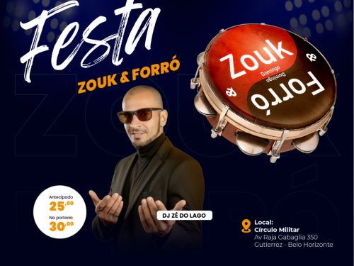 folder em azul do evento BH lambada & Zouk Brasileiro