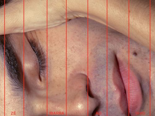 Cartaz de show com uma foto em close-up e de lado do rosto do cantor Zé Ibarra de olhos fechados. Sobre a foto, há quatro faixas retangulares verticais vermelhas que formam a palavra "AFIM" no topo e trazem escrito "ZÉ IBARRA AO VIVO" na parte inferior. A base do cartaz é uma faixa inteiramente vermelha com textos em branco detalhando as informações: "TOUR AFIM", "ZÉ IBARRA", "BELO HORIZONTE 17.07.2026" e "AUTÊNTICA".