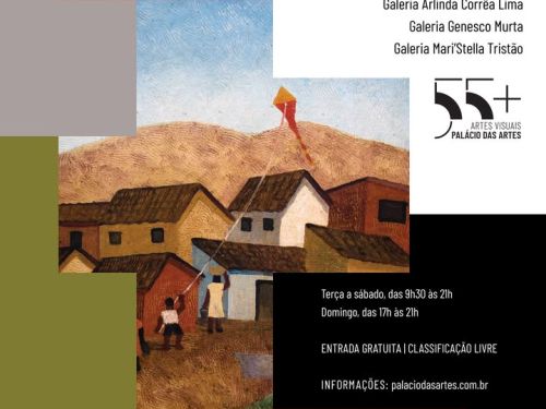 Foto de capa convidativa para a exposição "seria uma rima, não seria uma solução" no palácio das artes contendo informação do horario de funcionamento 
