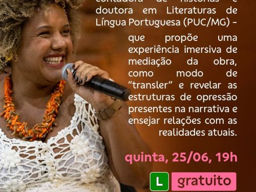 Foto da Fabiana Brasil. Atriz, contadora de história e doutora em Literaturas de Língua Portuguesa que ira conduzir o encontro 