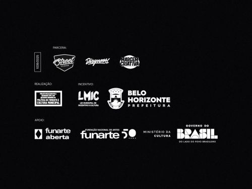 Cartaz com fundo preto e Letras brancas com todos os Patrocinadores 