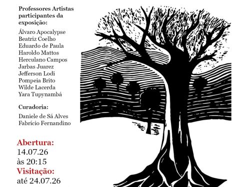 Foto de capa contendo uma foto da obra da exposição, data e local para o evento 