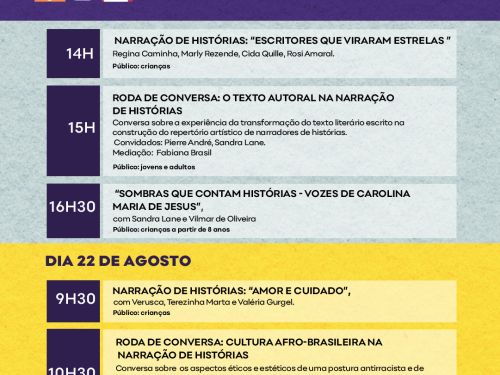 Foto da programação do evento no dia 22 de agosto 