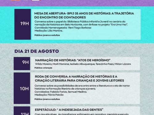 Foto da programação do evento no dia 21 de agosto 