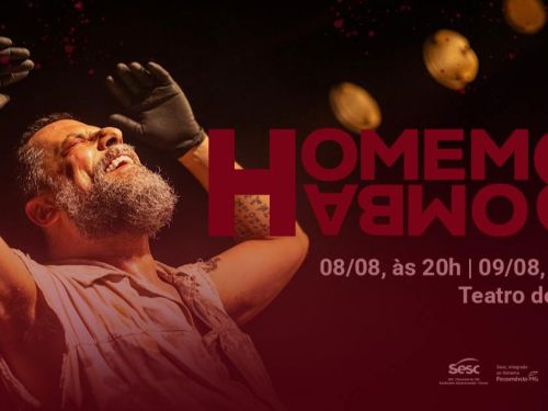 Foto de capa para o espetáculo "Homem-bomba", no Sesc Palladium 