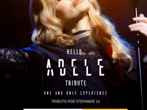 Foto de capa para o show a tributo de Adele, com a foto da cantora Stephanie Lii no centro, data e local para o evento