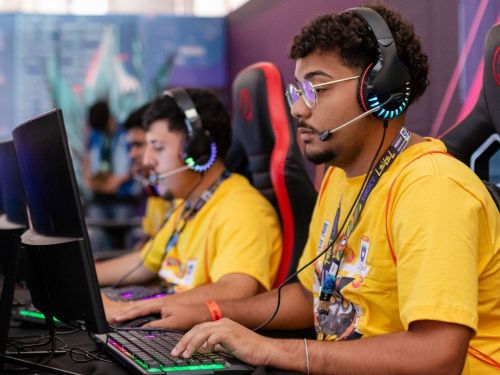 Foto de jogadores no evento Nerd Experience 