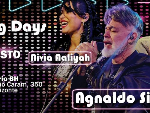 Foto de capa para a festa "Dancing Days". Na foto, os três cantores que estarão presente no evento: Agnaldo Silva, DJ Breno e Nivia Aaliyah. Dia 29 de agosto