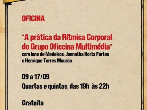 Foto descritiva sobre a oficina, com informações de data 